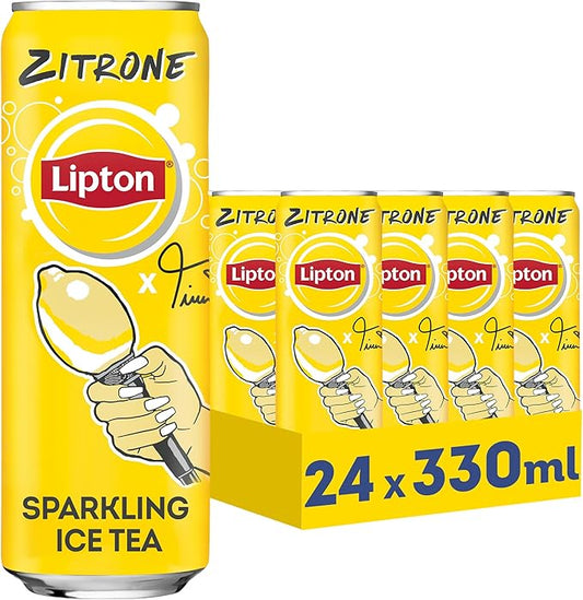 LIPTON ICE TEA x Twenty4Tim Lemon, Iced Tea with Carbonated and Lemon Flavour, Disposable Box (24 x 0.33 L) (Pack Design May Vary)