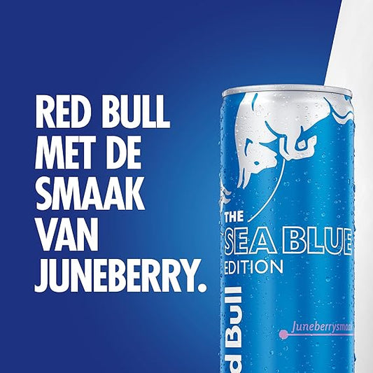 Red Bull Energy Drink Sea Blue Edition, Juneberry, Pack of 12 - 12 x 250 ml I Energy Drink with Fruity Juneberry Flavor I Stimulates Body and Mind